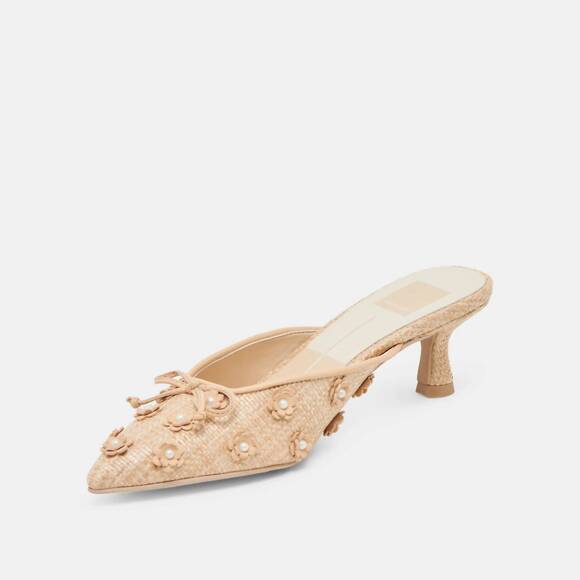 NEW DOLCE VITA women's camilo slip on pumps in natural raffia - Picture 5 of 10
